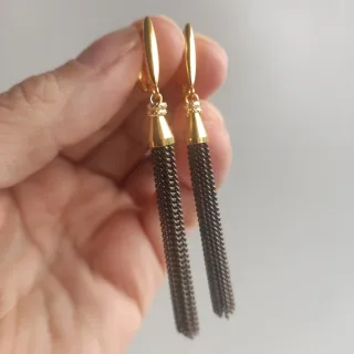 Nuevos Pendientes largos dorados Cadena colgando