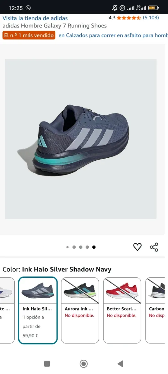 Zapatillas Adidas Galaxy 7 Hombre Talla 42