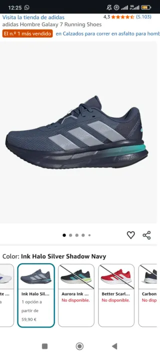 Zapatillas Adidas Galaxy 7 Hombre Talla 42