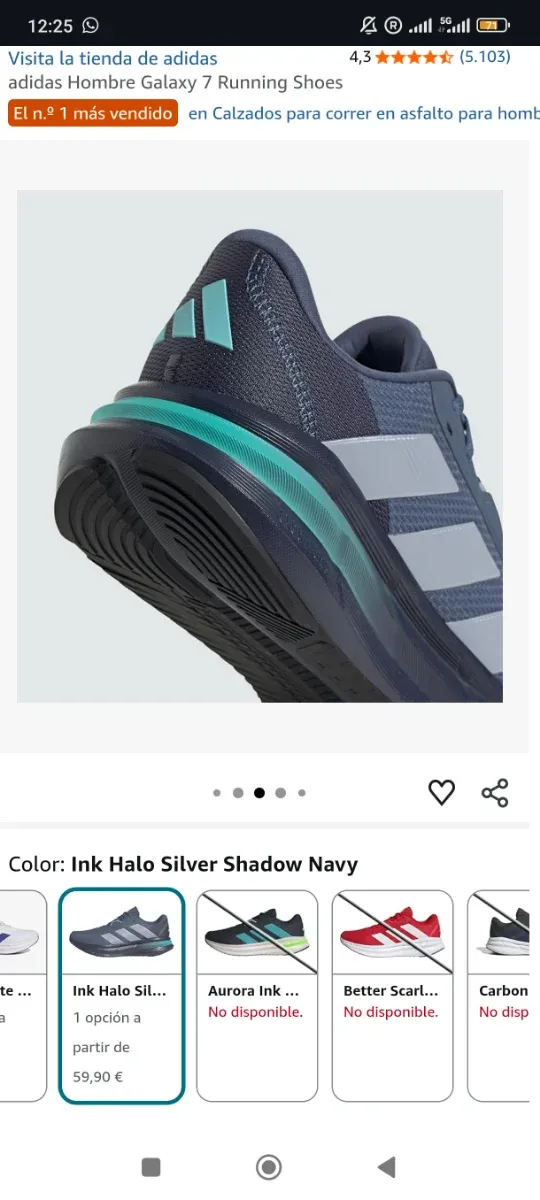 Zapatillas Adidas Galaxy 7 Hombre Talla 42