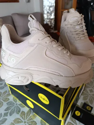 Zapatillas Buffalo Plataforma Beige Talla 39