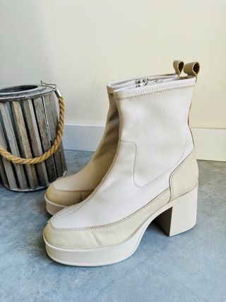 Botines plataforma piel crema talla 37