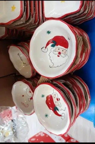 Set piatti ceramica Natale Babbo Natale