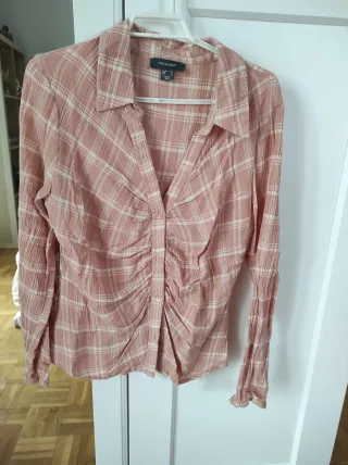 Camisa cuadros rosa y beige Primark Talla S