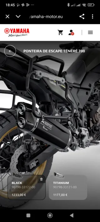 Akrapovic Escape Yamaha Tenere 700 Preto