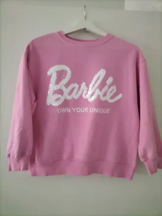 Sudadera Zara Barbie Lentejuelas Rosa talla 11-12