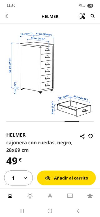 Cajonera metálica negra 6 cajones