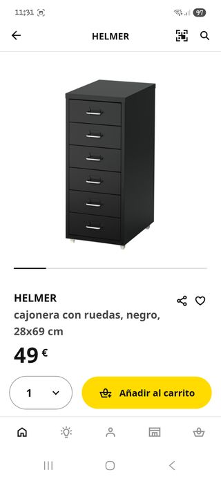 Cajonera metálica negra 6 cajones