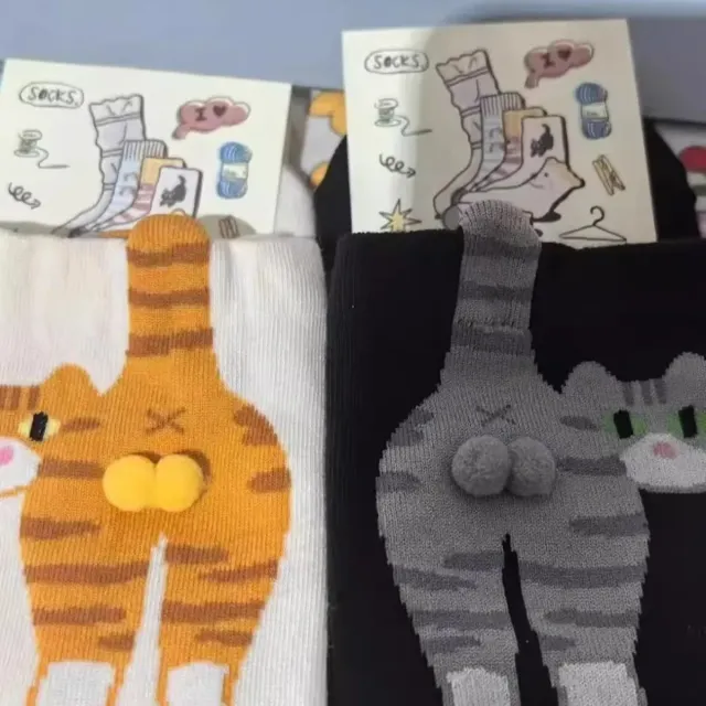 Calcetines divertidos de gato culón
