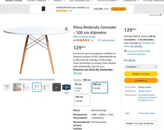 Mesa redonda con 4 sillas