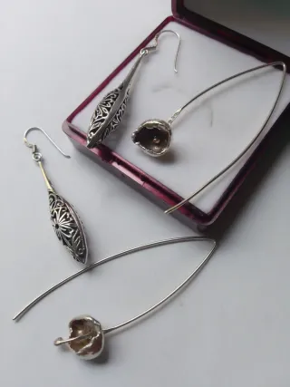 Pendientes largos de plata.largo 5.15.5.15 cm.