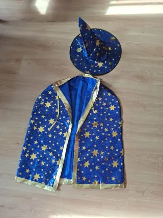 Disfraz Mago/Bruja: Capa y Gorro Estrellas