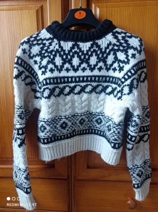 Jersey Zara Grecas Blanco y Negro Talla XS