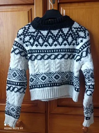 Jersey Zara Grecas Blanco y Negro Talla XS