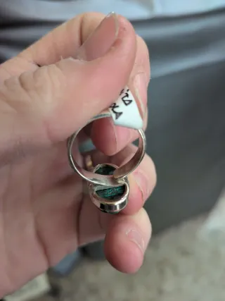 Anillo Plata 925 Crisocola Malaquita Ajustable