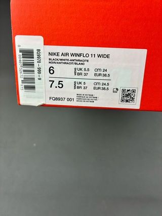 Nike Air Winflo 11 Wide Nero Bianco EU 38.5
