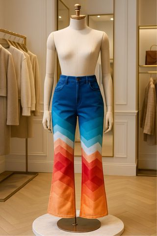 Pantalón Campana Estampado Ondas Puesta de Sol