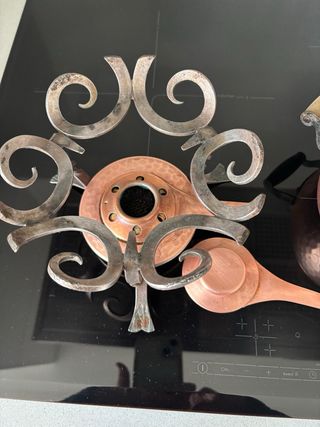 Hornillo antiguo cobre con soporte