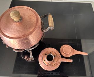 Hornillo antiguo cobre con soporte