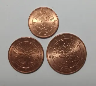 Tris Monete Euro Cent 1-2-5 Austria 2024