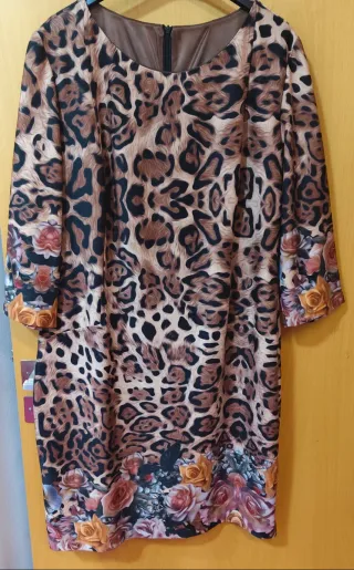 Vestido Talla 48 Leopardo y Flores de mucha calida