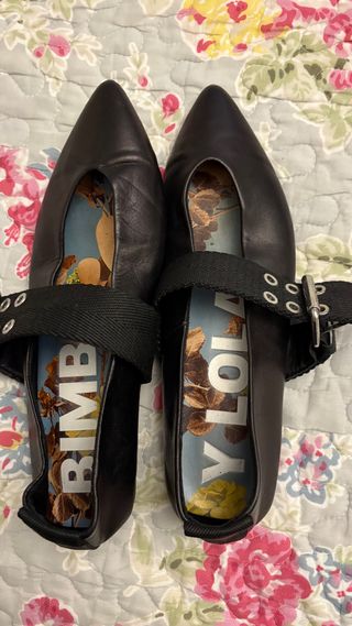 Bimba y Lola Bailarinas Negras Cuero Talla 38