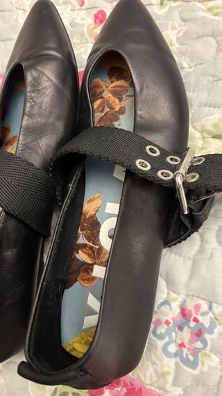 Bimba y Lola Bailarinas Negras Cuero Talla 38