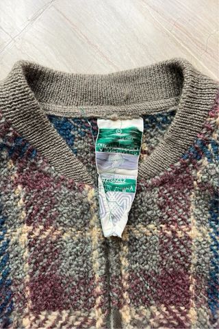 Retro Tartan Wool Zip Jacket - Vintage Knit