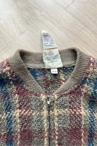 Retro Tartan Wool Zip Jacket - Vintage Knit