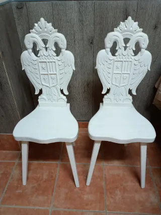 Pareja Sillas Rústicas Madera Blanca