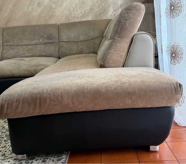 Divano letto angolare marrone/beige