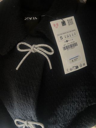 Chaqueta Zara Lazos Tweed Negra