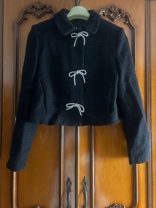 Chaqueta Zara Lazos Tweed Negra