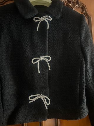Chaqueta Zara Lazos Tweed Negra