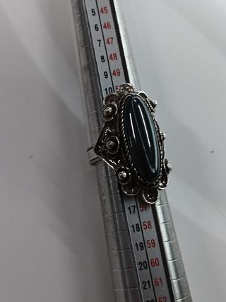 Anillo Plata con Piedra Negra Ovalada