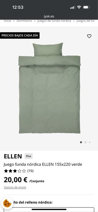 Funda nórdica y almohada verde