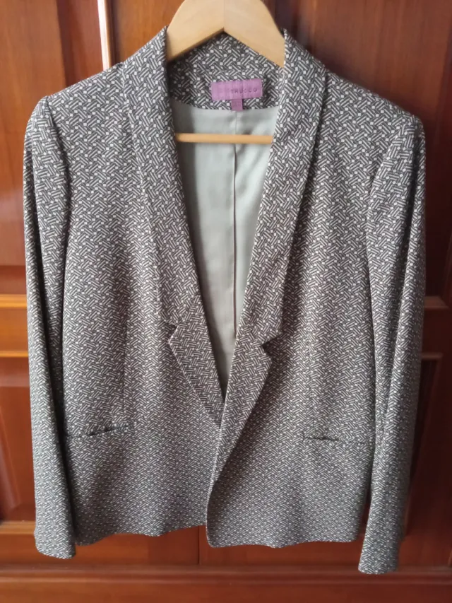 Blazer TRUCCO Talla XL Marrón/Caqui y Blanco