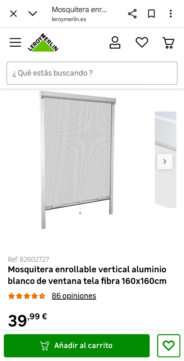 Mosquitera enrollable en aluminio 160x160cm