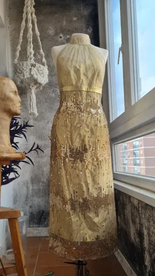 Vestido Fiesta Dorado Fin de Año