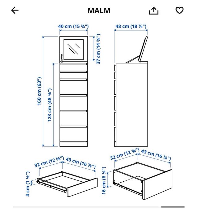 Cajonera IKEA Malm Blanca