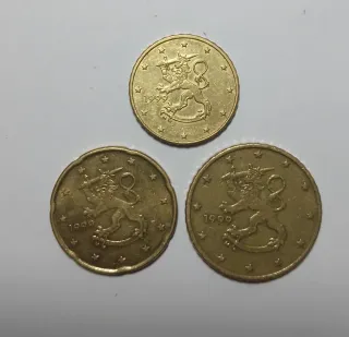 Tris monete 10-20-50 cent 1999 Finlandia