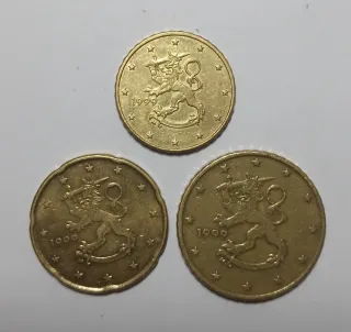 Tris monete 10-20-50 cent 1999 Finlandia