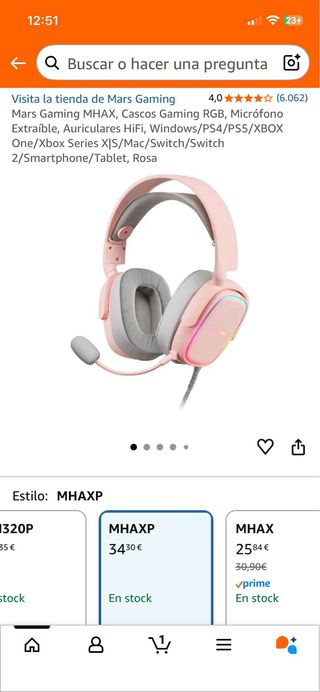 Auriculares Gaming Mars Gaming MHAXP Rosas