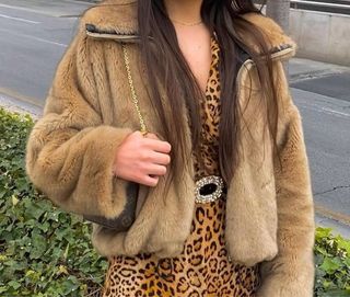 Abrigo de pelo marrón Zara