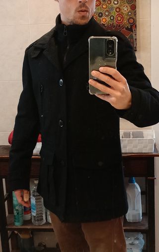 Abrigo Parka Negro Hombre