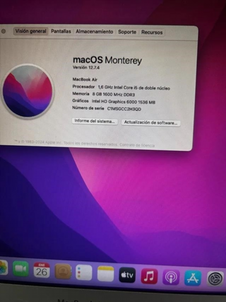 MacBook Air 2017 8GB RAM 1.6GHz i5 Plata