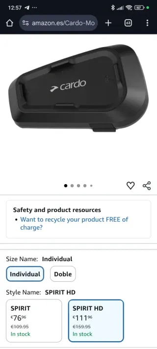 Casco LS2 StrobeII + Intercom Cardo Spirit HD (L)