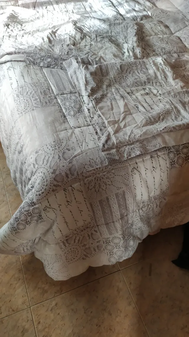Edredón Cama 135cm Diseño Patchwork Gris