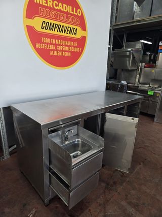 Mesa inox, lavamanos, cajón, band 60x40