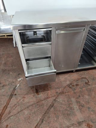 Mesa inox, lavamanos, cajón, band 60x40